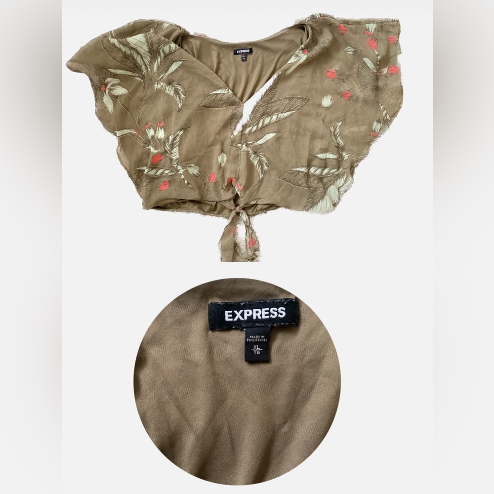 Express Floral Front Tie Crop